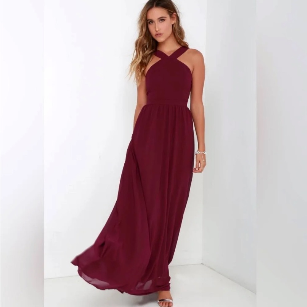 Lulus Bridesmaid Dress | Air of Romance | Burgundy | Maxi Dress